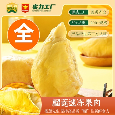 现货多规格泰国金枕榴莲速冻果肉3kg/袋无核A级全A级冷冻榴莲果肉