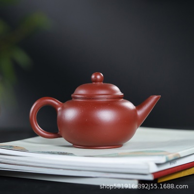 宜兴紫砂壶原矿手工大红袍水平壶大球孔出水泡茶一件代发