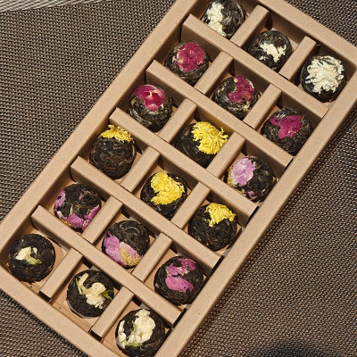 普洱茶龙珠花茶18颗多种口味玫瑰白菊黄菊牡丹礼盒装龙珠普洱茶