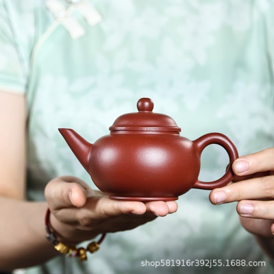 宜兴紫砂壶原矿手工大红袍水平壶大球孔出水泡茶一件代发