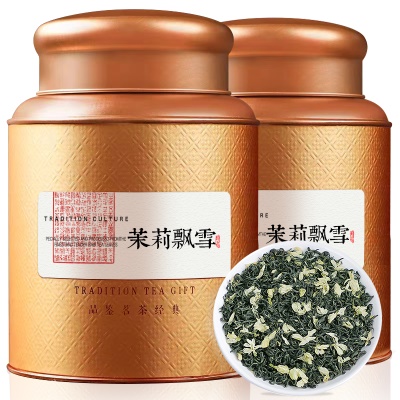新茶茉莉花茶浓香型系茉莉飘雪茶叶绿茶毛峰碧螺春口粮茶罐装
