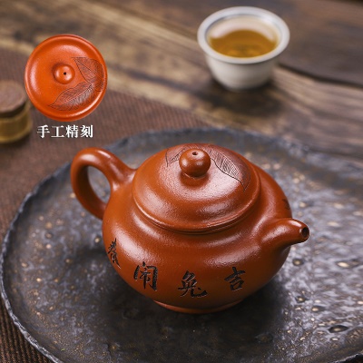宜兴手工紫砂壶证书陈腐赵庄朱泥吉兔闹春包浆出水暴爽滴水不漏