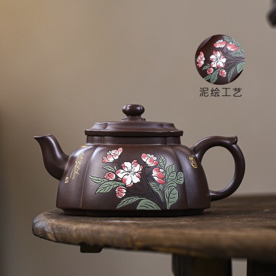 宜兴手工紫砂壶家藏紫茄泥清香海棠证书齐全出书暴爽