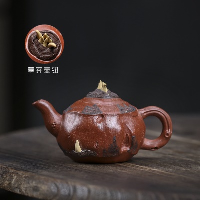 宜兴手工紫砂壶 红降坡 竹芽飘香 家用茶具茶壶泡茶壶
