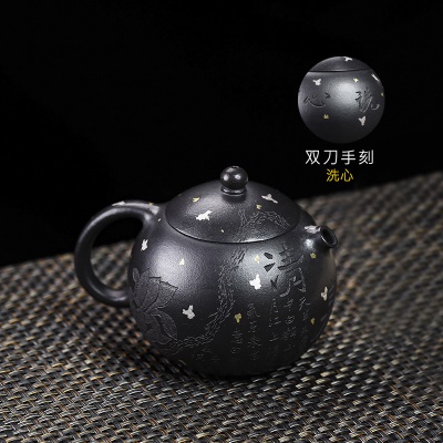 宜兴手工紫砂壶家藏黑罗兰洗心西施证书齐全出水爆爽滴水不漏