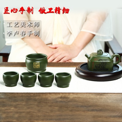 宜兴手工紫砂壶证书全陈腐豆青砂万象更新易包浆出水暴爽滴水不漏