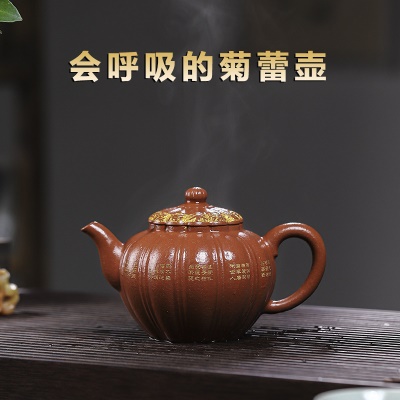 宜兴手工紫砂壶宝山降坡泥菊蕾家用茶具茶壶国工手制出水暴爽
