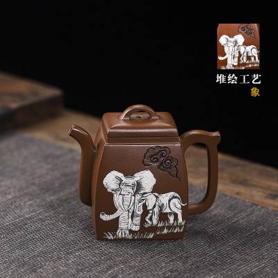 宜兴手工紫砂壶陈腐革紫泥太平有象易包浆出水暴爽泡茶壶养生壶