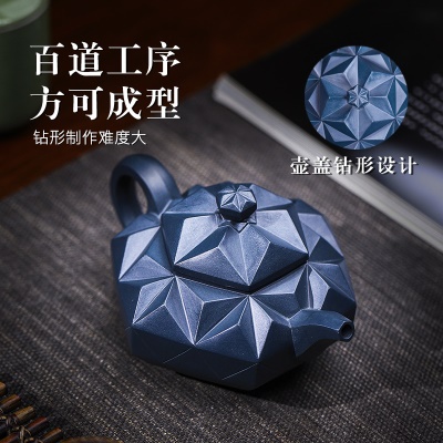 宜兴手工紫砂壶家藏天青泥证书齐全易包浆钻石之光出水暴爽