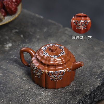 宜兴手工紫砂壶小煤窑朱泥五彩德钟泡茶壶证书全功夫茶具