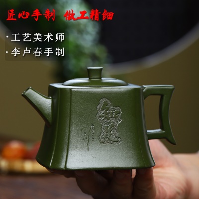 宜兴手工紫砂壶陈腐多年豆青砂易包浆名作知足常乐出水暴爽