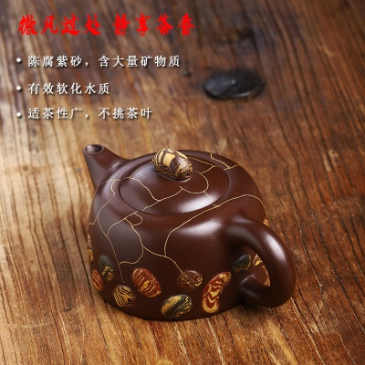 宜兴手工紫砂壶百目老紫泥证书全雨花石易包浆出水暴爽滴水不漏
