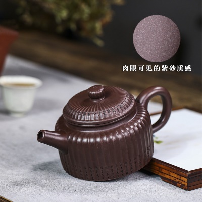 宜兴手工紫砂壶证书全家藏紫茄泥心经德钟易包浆出水暴爽滴水不漏