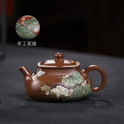 宜兴手工紫砂壶红降坡 睡美人家用茶具茶壶泡茶壶