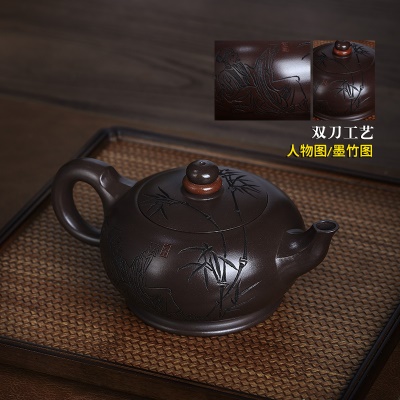 宜兴名家手工家藏紫砂壶紫茄泥时来运转泡茶壶茶具茶壶出水爆爽