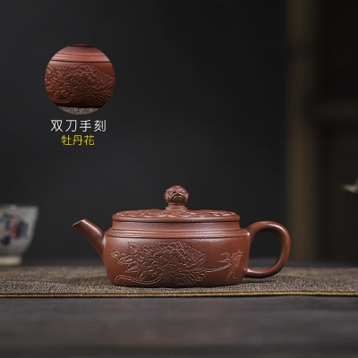宜兴手工紫砂壶羊角山紫泥盛世花魁家用泡茶壶证书齐全