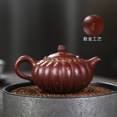 宜兴手工紫砂壶家藏龙血砂金纹如意泡茶壶家用茶具茶壶
