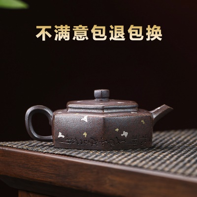 宜兴手工紫砂壶 六方德钟 段泥柴烧家用茶具茶壶证书齐全