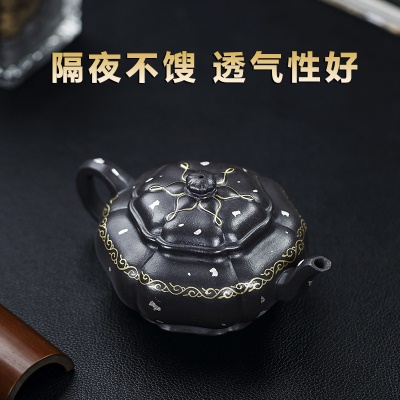宜兴手工紫砂壶家藏黑罗兰顺心如意家用茶具茶壶泡茶壶出水暴爽