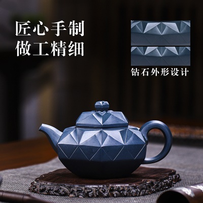 宜兴手工紫砂壶家藏天青泥证书齐全易包浆钻石之光出水暴爽