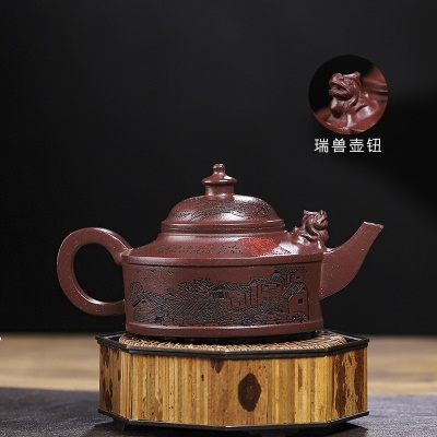宜兴手工紫砂壶家藏紫泥凤舞九天家用茶具茶壶泡茶壶出水暴爽